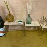 Brass and marble trundle table