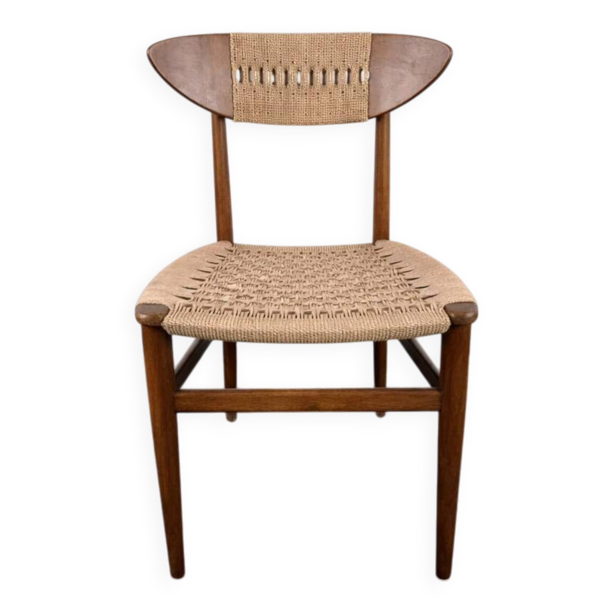 Chaise en teck et corde par Hans J. Wegner, Danemark, 1950