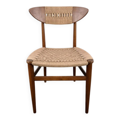 Chaise en teck et corde par Hans J. Wegner, Danemark, 1950