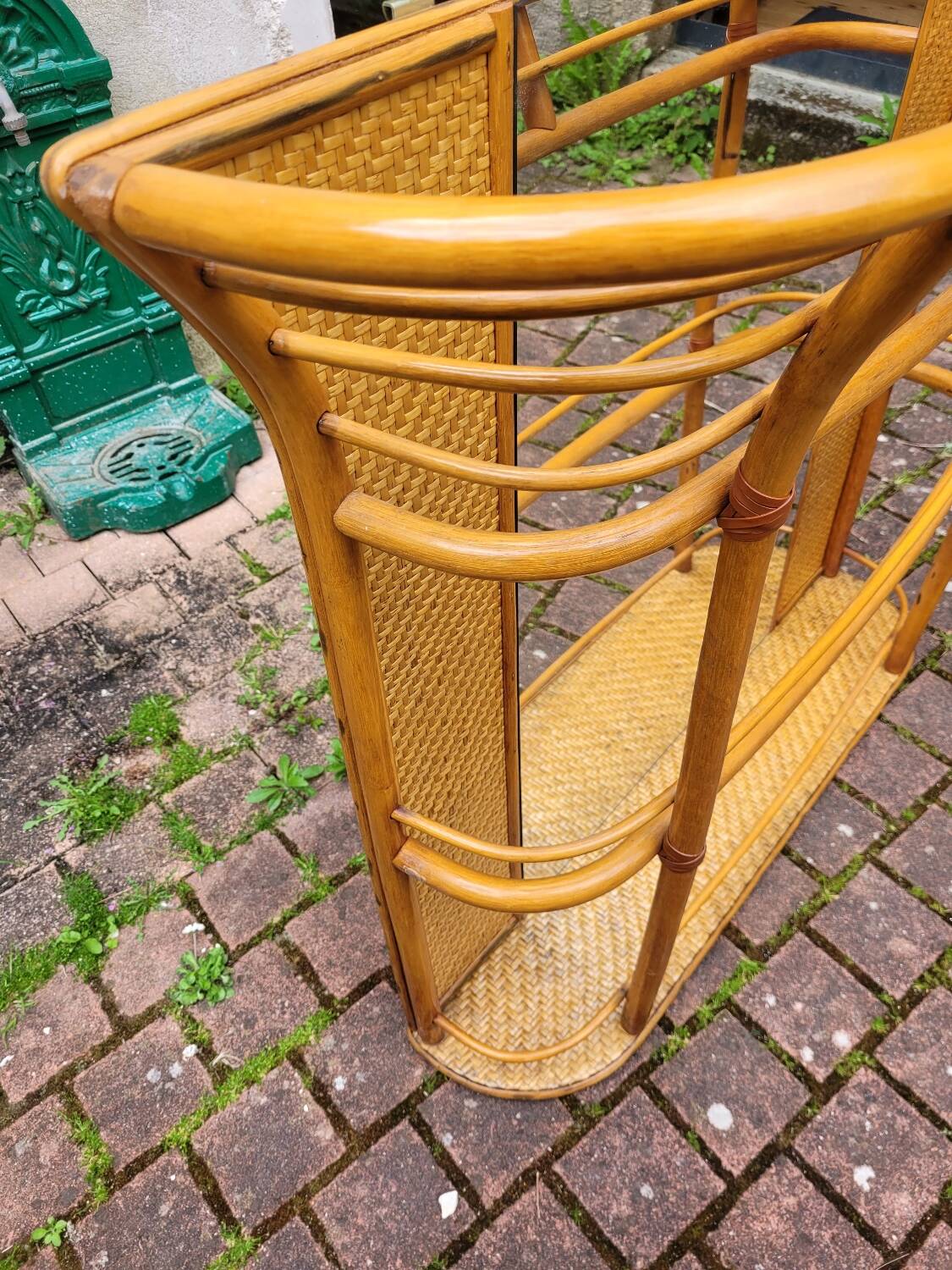 Rattan shelf with mirror