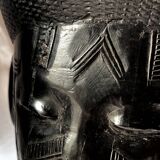 Two large Makonde warrior heads in ebony circa 1940