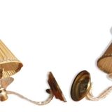 Pair of vintage wall lamps plexi lampshade pleated gold