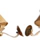 Paire appliques vintage plexi abat-jour plissé or