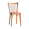 Bistro chair with bars of the 50s in wood and imitation red leather