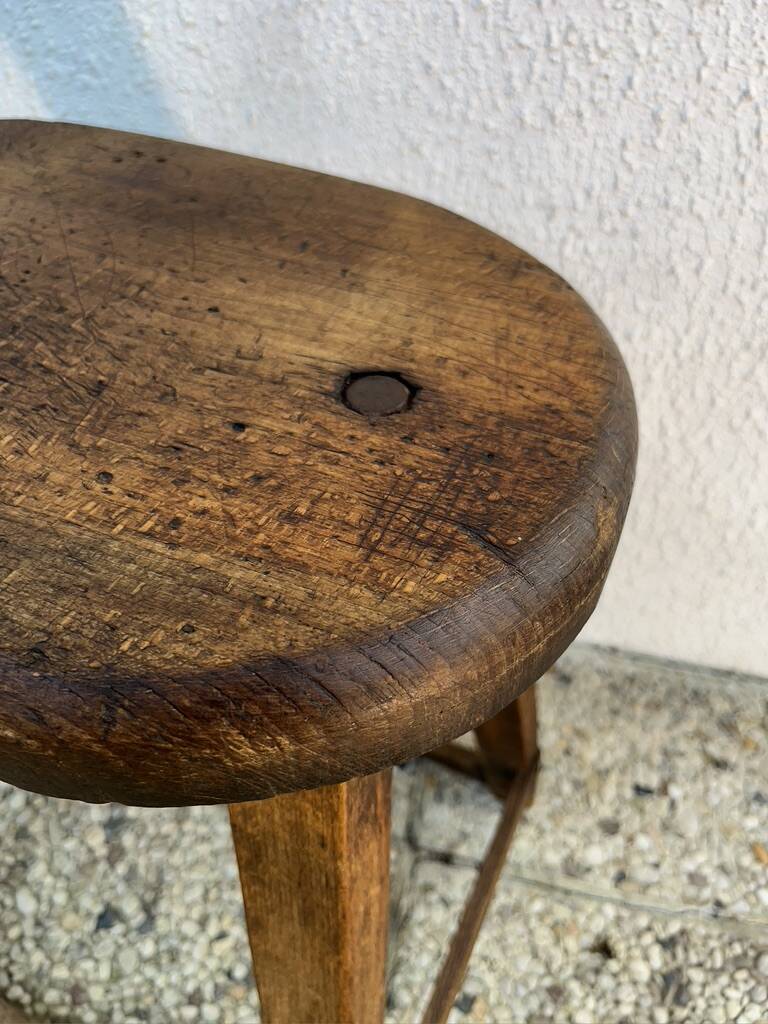 Industrial wooden stool