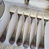 12 large silver-plated metal table forks by Guildart