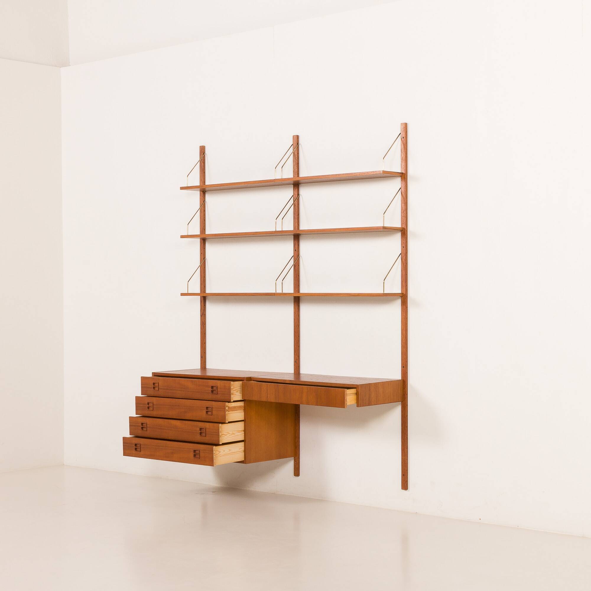 Danish vintage teak wall unit with a desk, 1960s