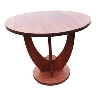 Pedestal table art deco round wood coffee table