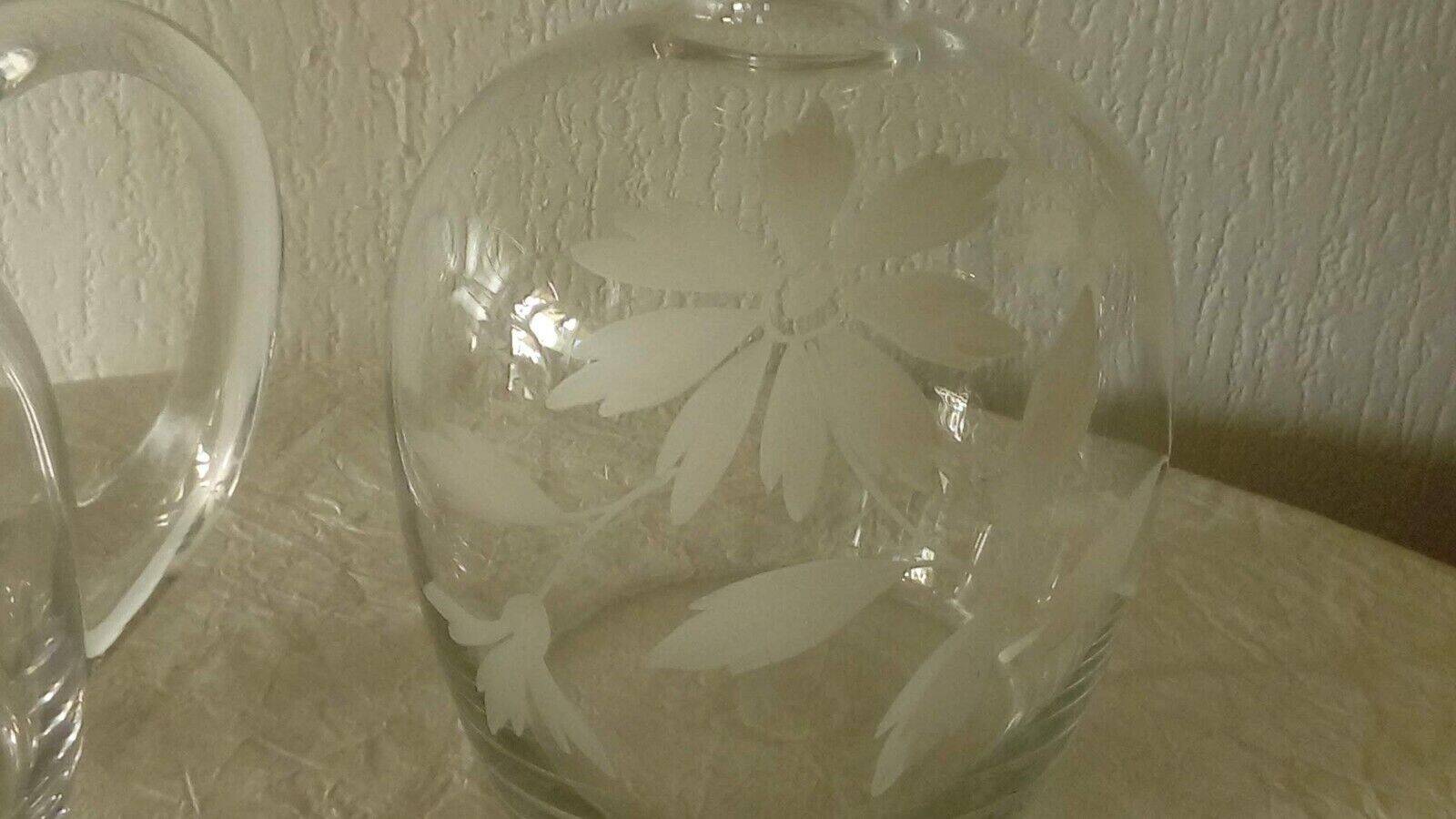 Fains glassware jug and engraved crystal carafe