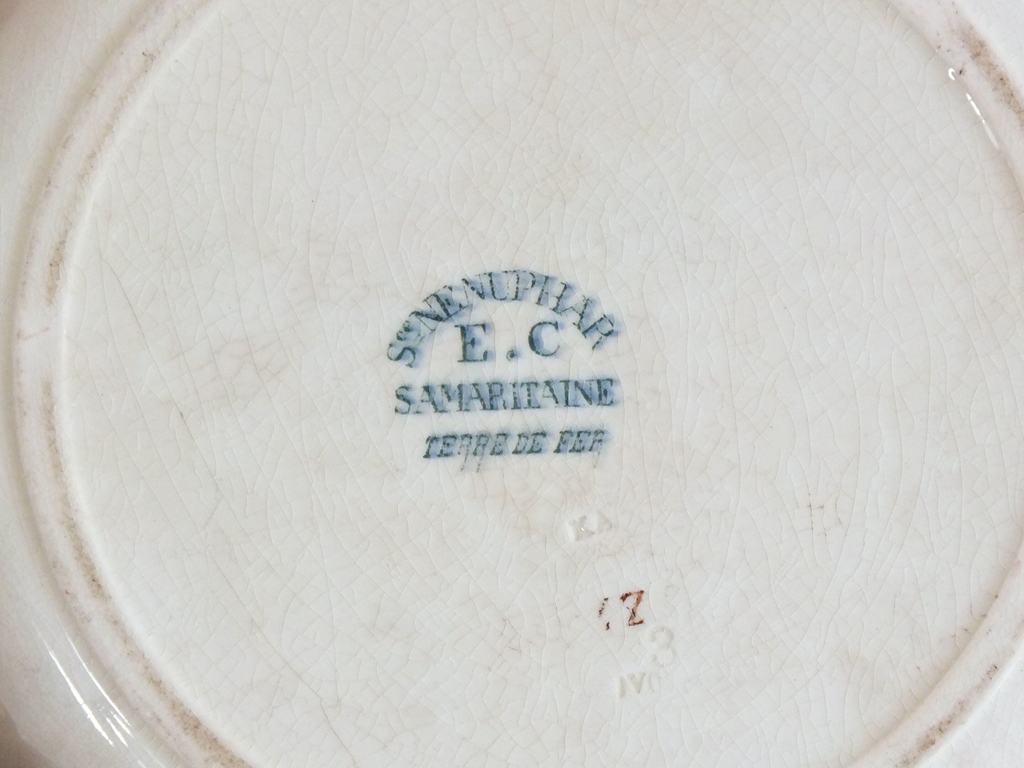 Round dish in Iron Earth, Water Lily Service Salins E.C Samaritan