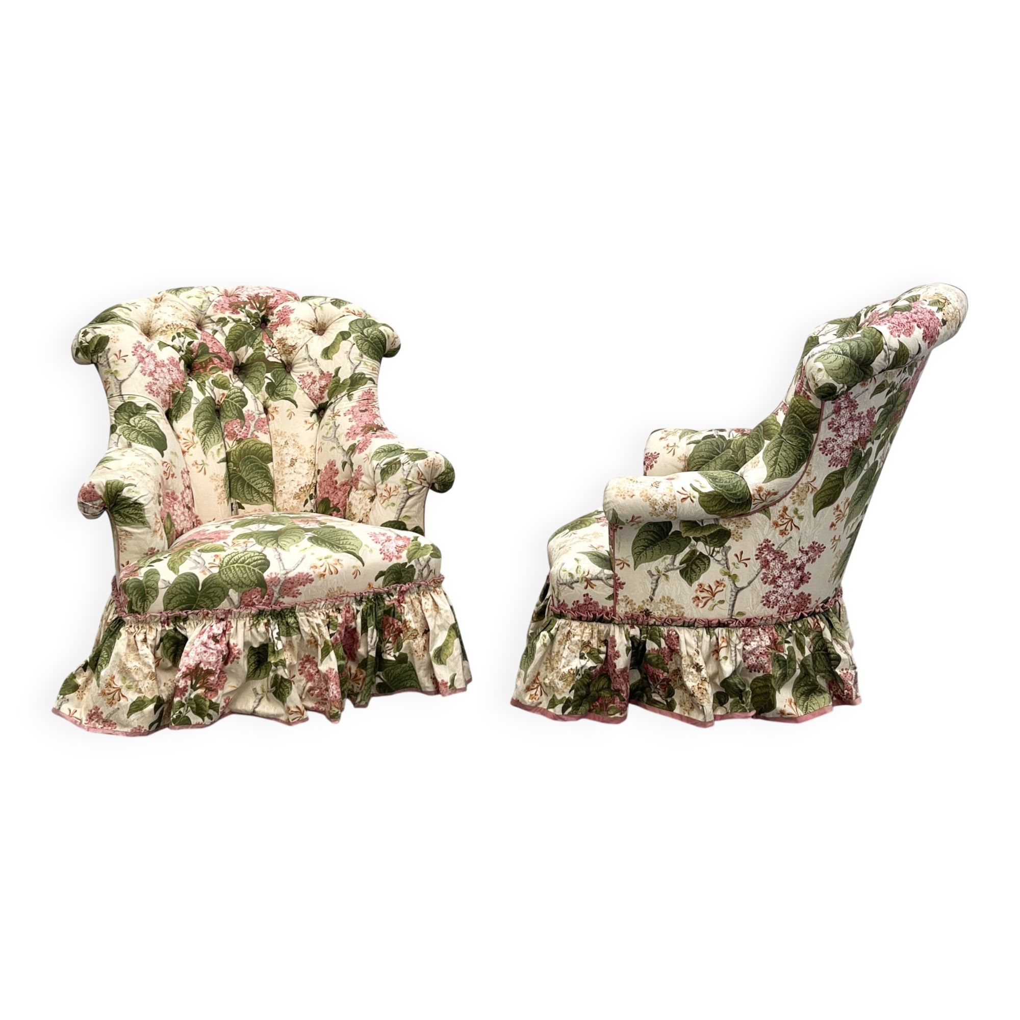 Pair of English armchairs with floral fabric