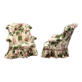 Pair of English armchairs with floral fabric