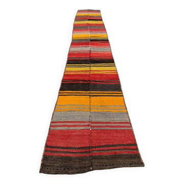 Old Turkish narrow Kilim Runner 322x48 cm shabby chic, vintage kelim