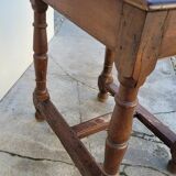 Antique 1900s Solid Oak Rustic Farmhouse Console Side Table