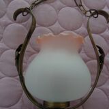 Ancient wood and glass chandelier