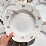 5 vintage hollow plates in opaque porcelain SALINS floral pattern