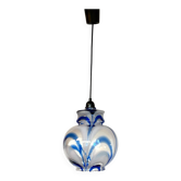 Vintage 1970s Italian Murano suspension in blue ribbed glass.