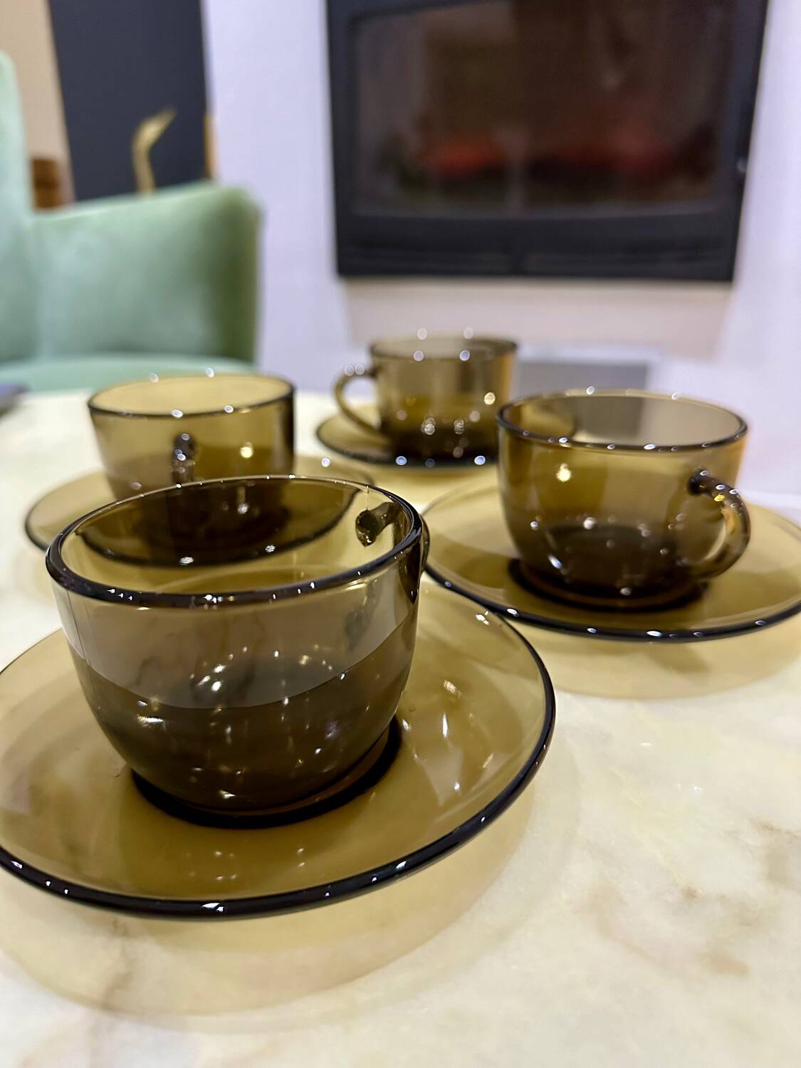 Vintage smoked glass coffee/tea service