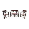 Lot 2 chaises 1 banc vintage en chêne avec un siège triangulaire