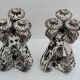 Pair of three-burner candelabra candlesticks by Marius Giuge glazed ceramic Vallauris 1950