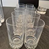 Set of 43 signed Daum crater glasses, an ice bucket, an ashtray,