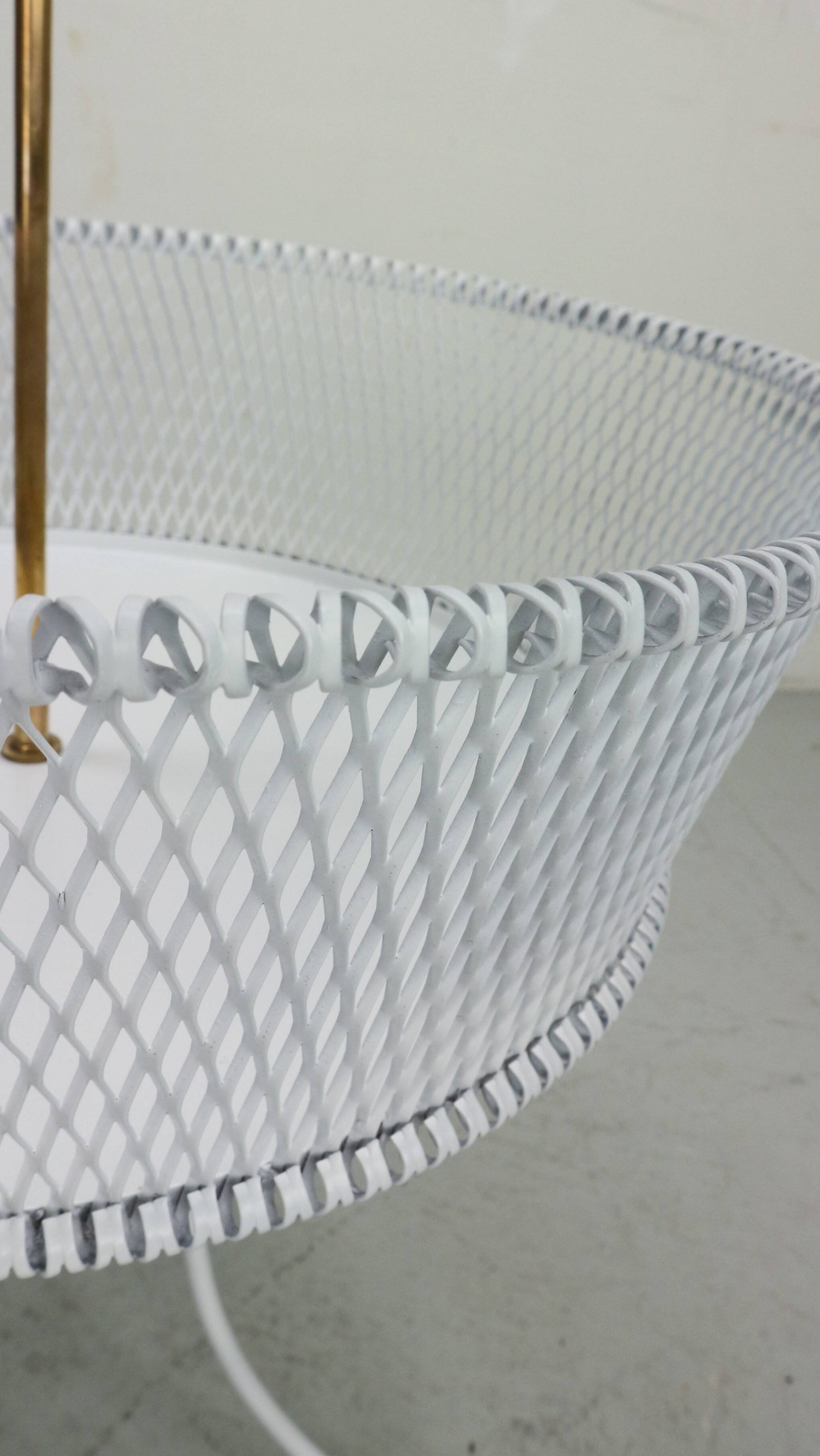 Vintage white metal and brass planter or basked, France 1960s