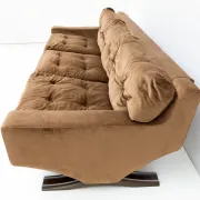 Three-seater vintage velvet sofa in brown designed by Franz Sartori 1965.
