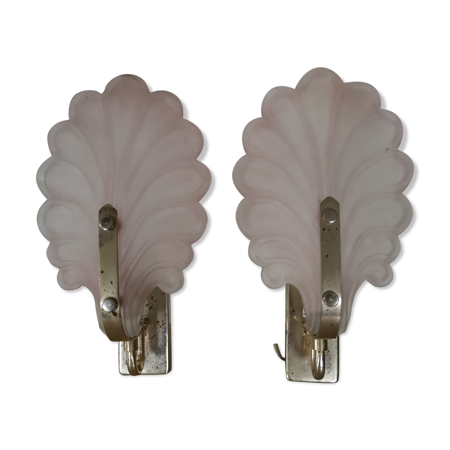 Paire d'appliques en patte de verre, décor florale vintage 70