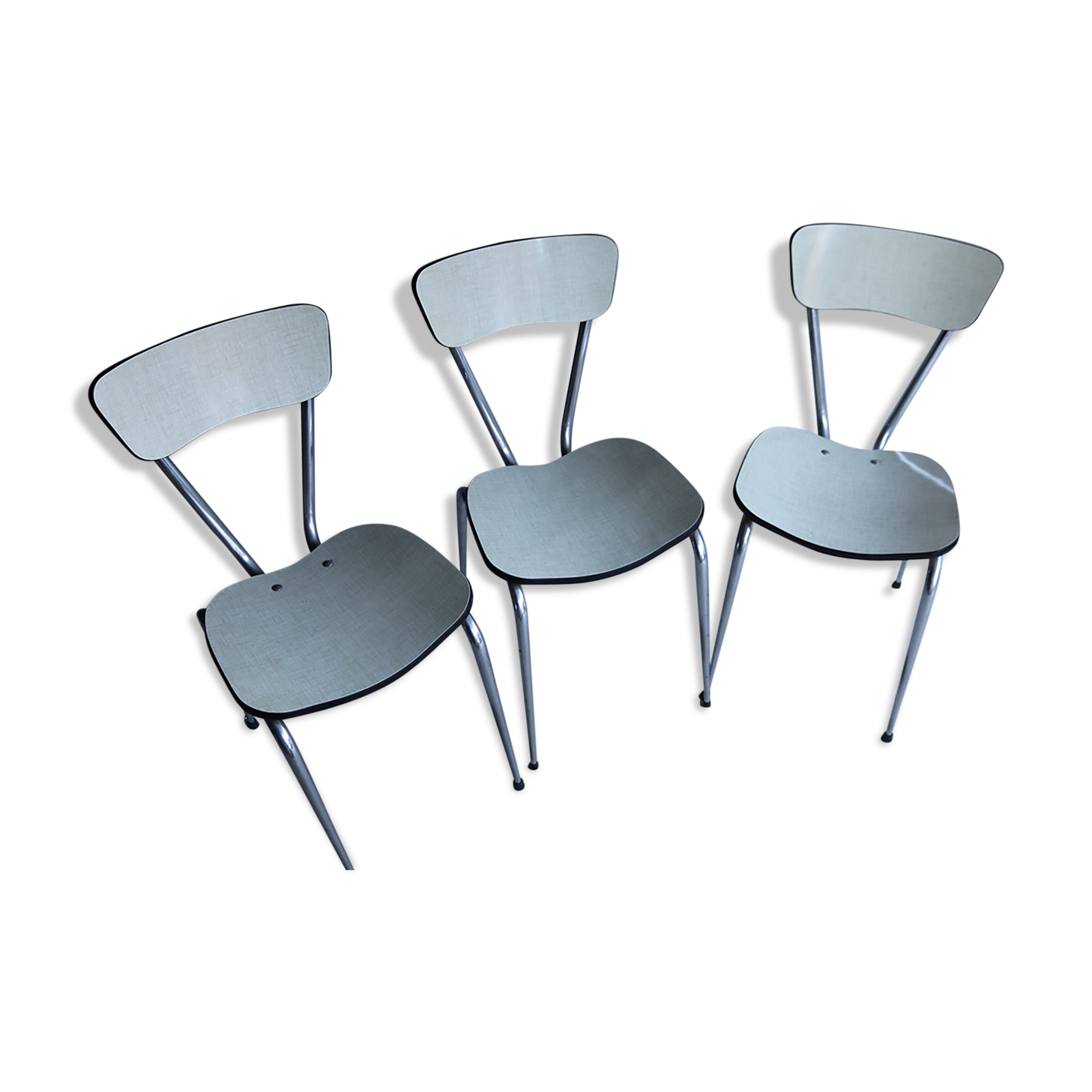 3 chairs in formica cream and khaki 50s