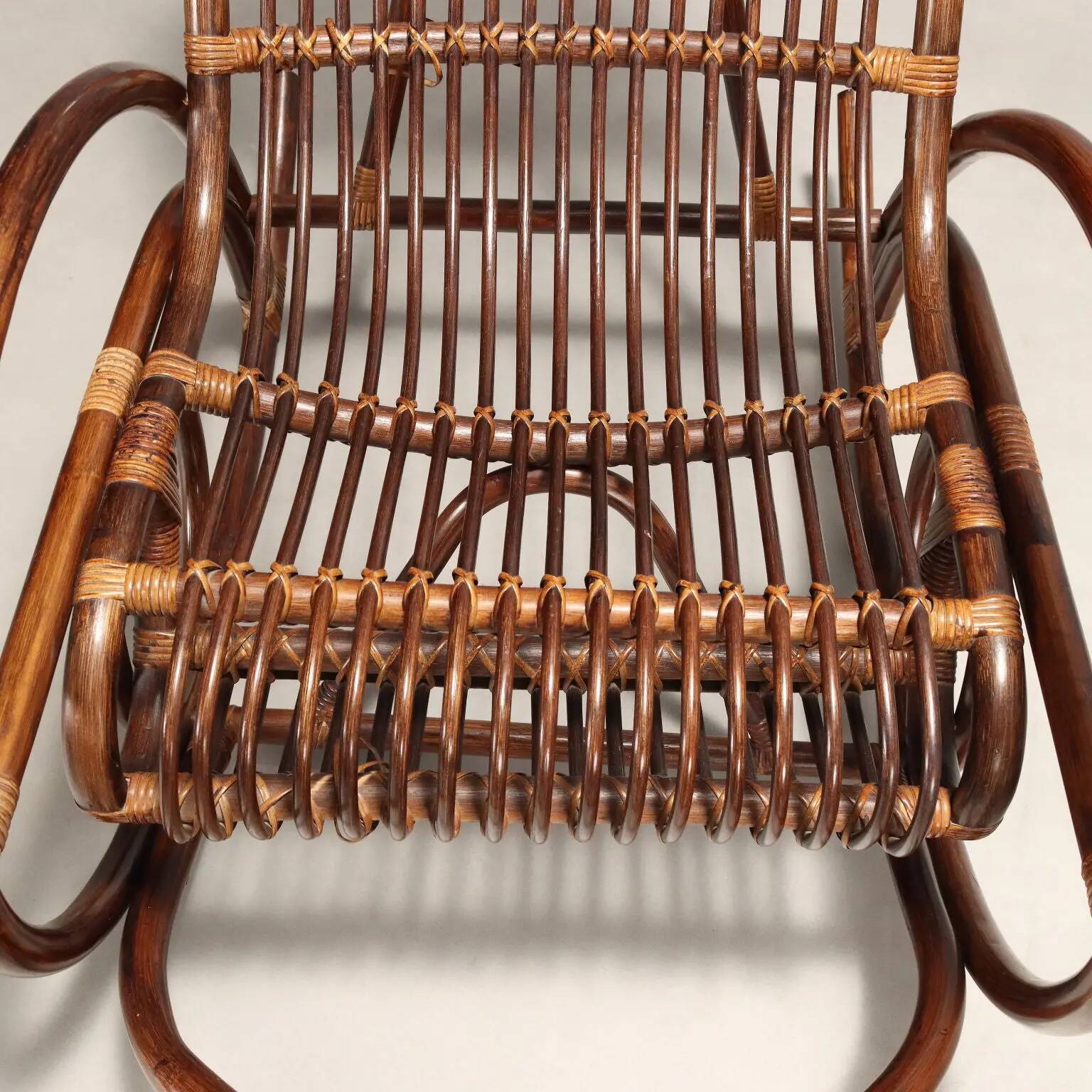 Vintage bamboo rocking chair, design, Italy, 1970s