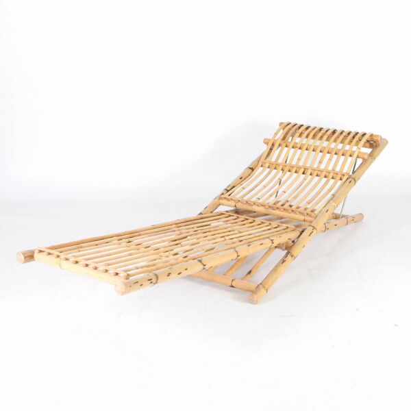 Paire de chaises longues en bambou