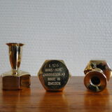 Set of 3 Scandinavian brass candlesticks L125 by Hans-Agne Jakobsson Markaryd 1960