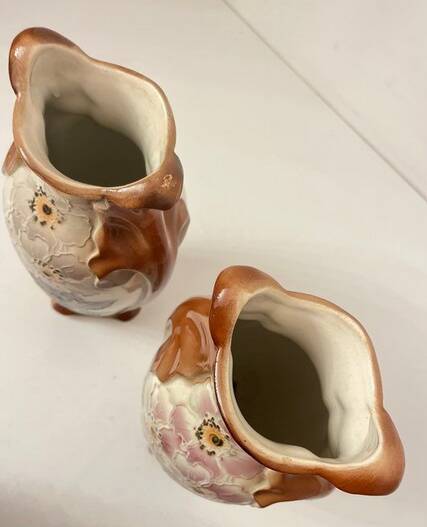 Vintage barbotine vase pair