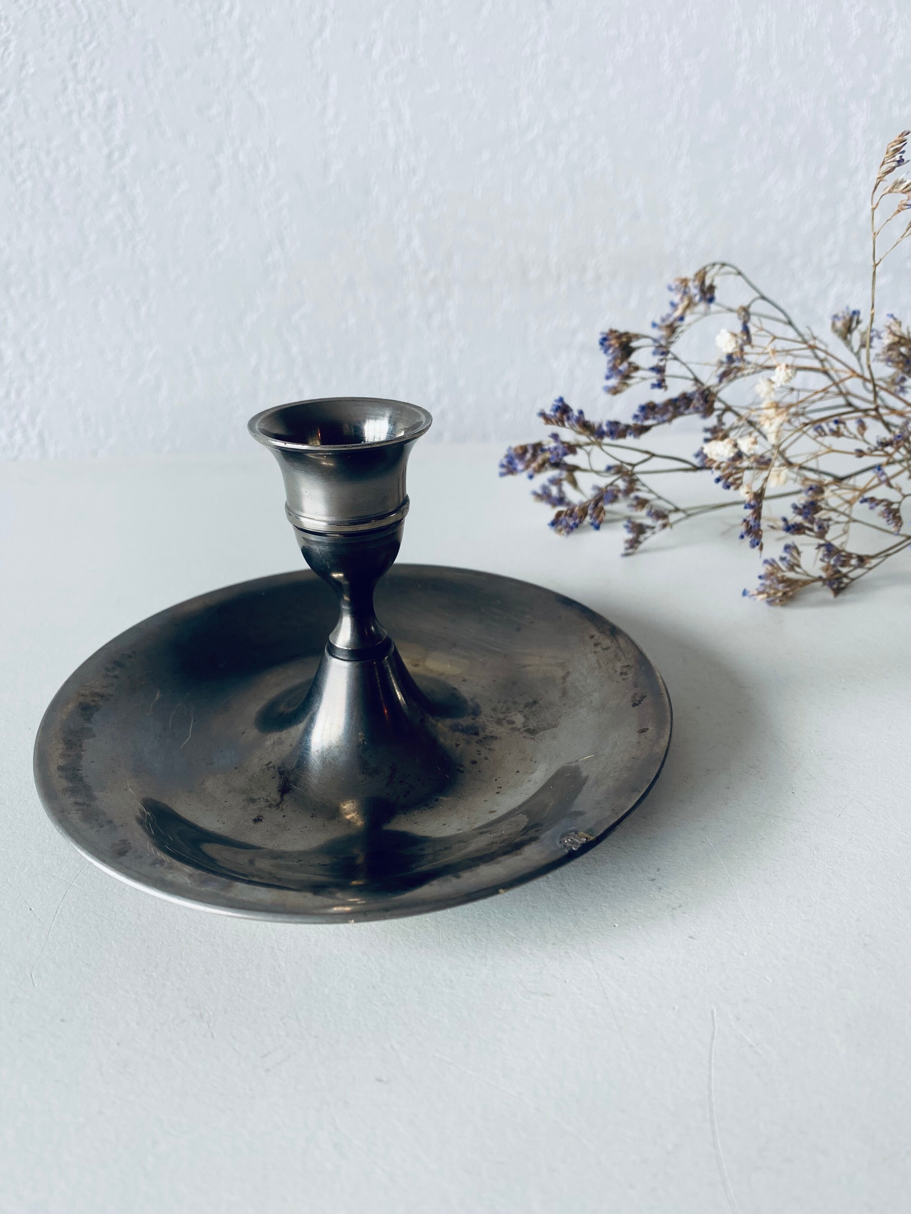 Old silver candle holder