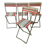 Vintage metal and canvas folding camping chairs