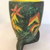 Vallauris ceramic vase signed Sagan pattern XXth