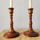 Paire de bougeoirs vintage bois tourné