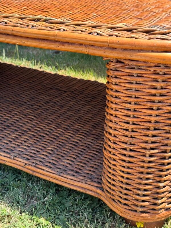 Woven rattan coffee table - 1970s