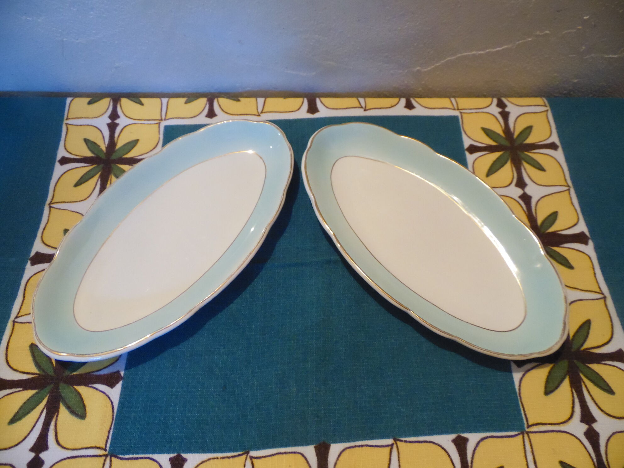 2 Small oval dishes model by Henri Sarreguemines Digoin, 30's