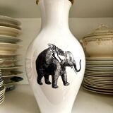 White and gold porcelain vase with black patterns by Mauricio Ortiz
