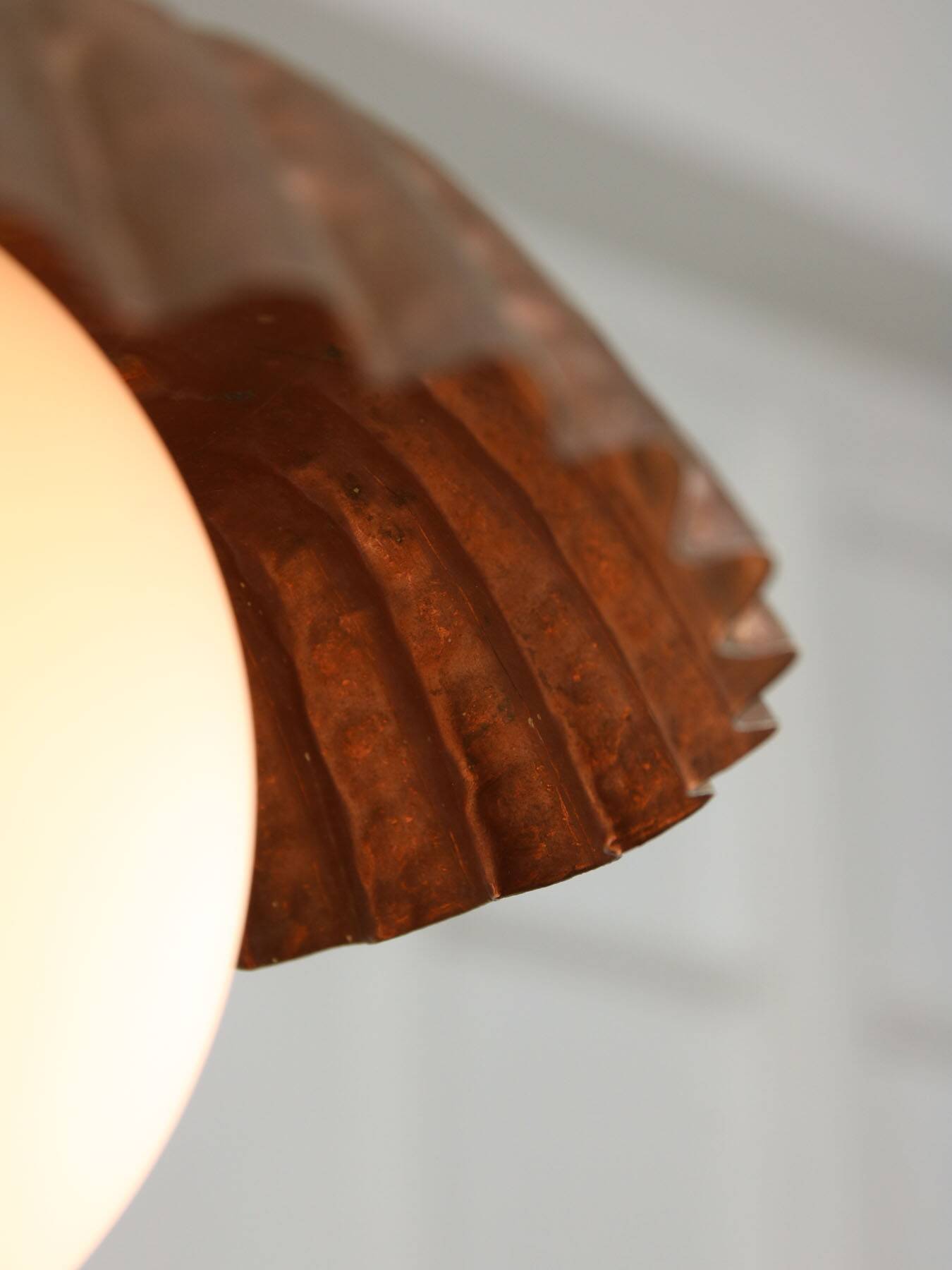 Mid-Century Italian Copper and Opaline Pendant Lamp