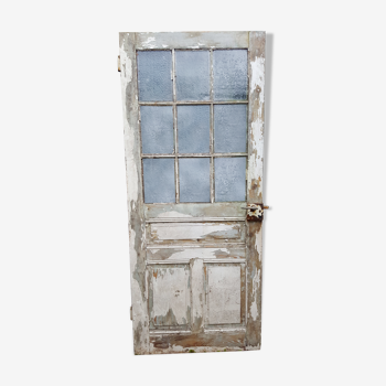 Porte ancienne vitrée belle patine. Hauteur : 207,5 cm