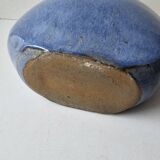 Free-form blue glazed ceramic vase - Height 17cm