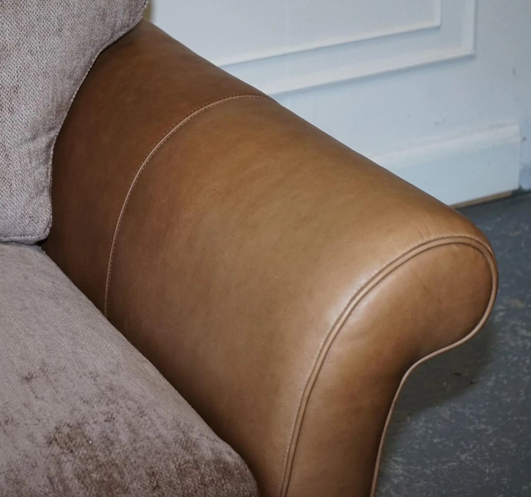 Vintage Three-Seater Sofa in Leather and Fabric by Alexander & James Blake