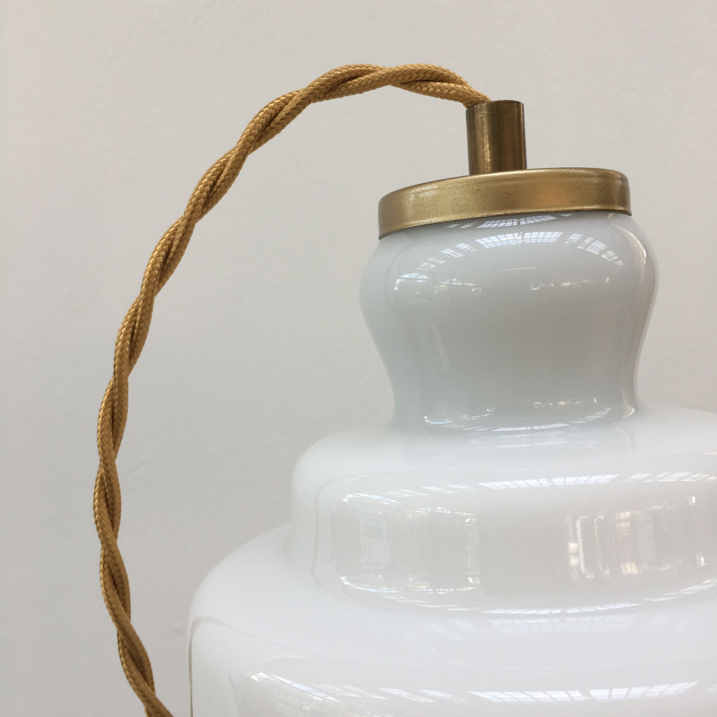 Art Deco pendant lamp in white opaline