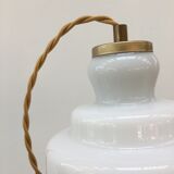 Art Deco pendant lamp in white opaline