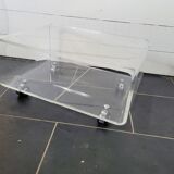 70s transparent plexiglass coffee table