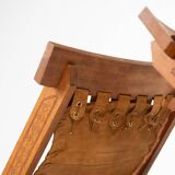 Pair of Folding Chair, Wood and Leather, Brazilian style