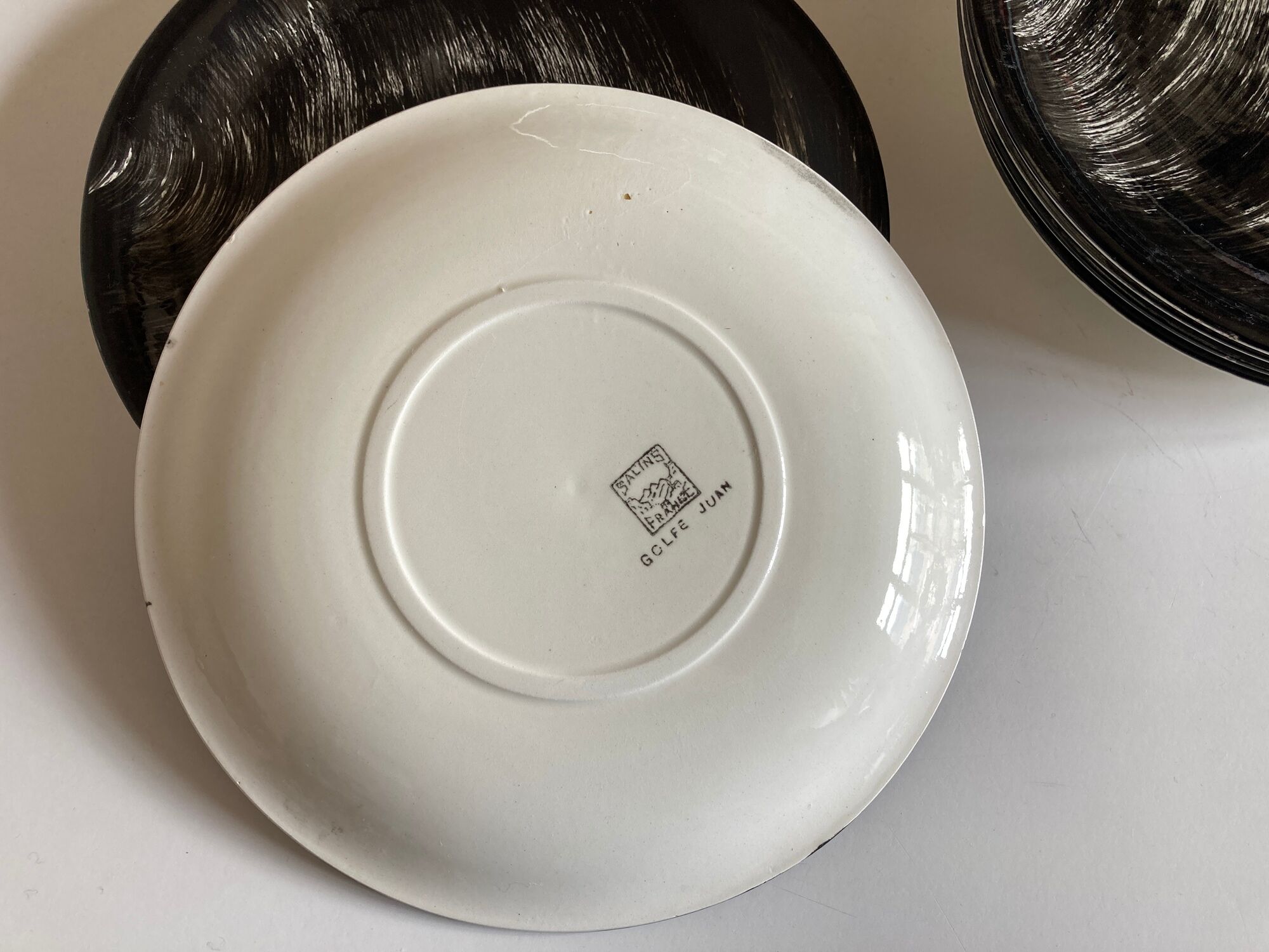 Set of 6 plates Soulages Gulf Juan in Salins earthenware 1960