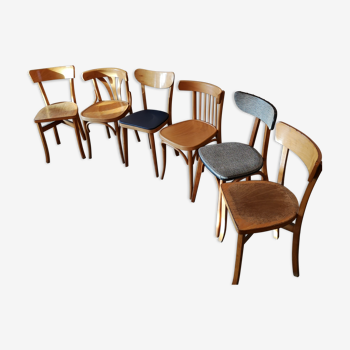 Série de 6 chaises bistrot dépareillées